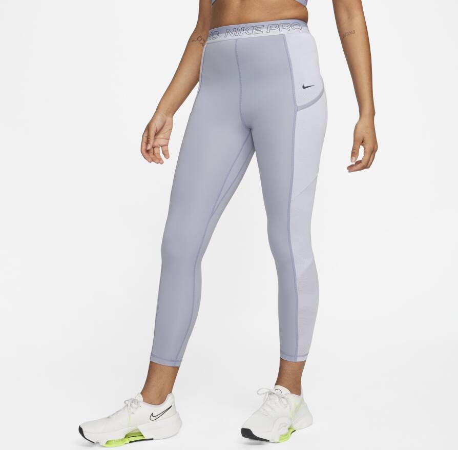 Nike Pro 7 8-trainingslegging met zakken en hoge taille voor dames Paars