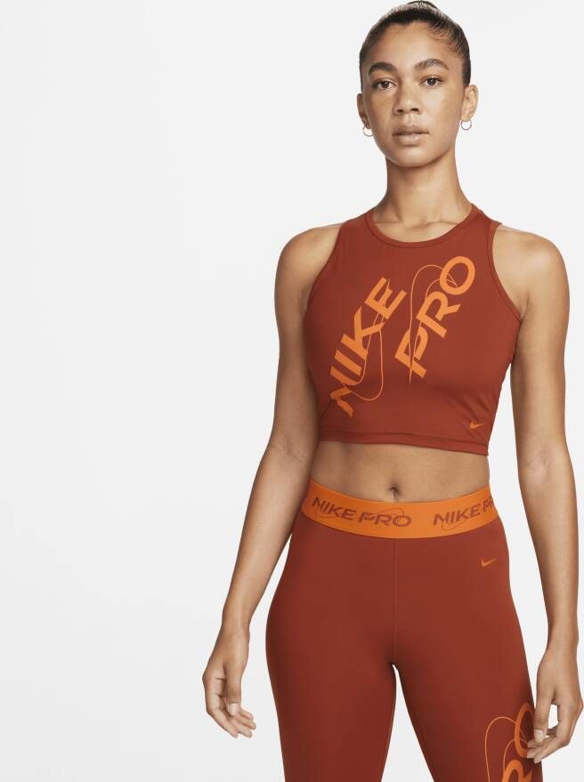 Nike Pro Dri-FIT cropped tanktop voor dames Oranje