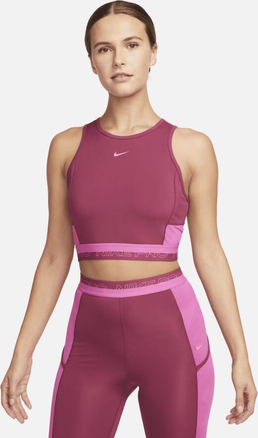 Nike Pro Dri-FIT Korte trainingstanktop voor dames Rood