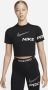 Nike Pro Dri-FIT Korte trainingstop met graphic en korte mouwen voor dames Zwart - Thumbnail 1