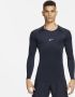 Nike Pro Dri-FIT strakke fitnesstop met lange mouwen voor heren Blauw - Thumbnail 1