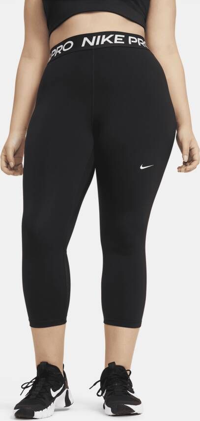 Nike Pro Korte legging met halfhoge taille voor dames (Plus Size) Zwart