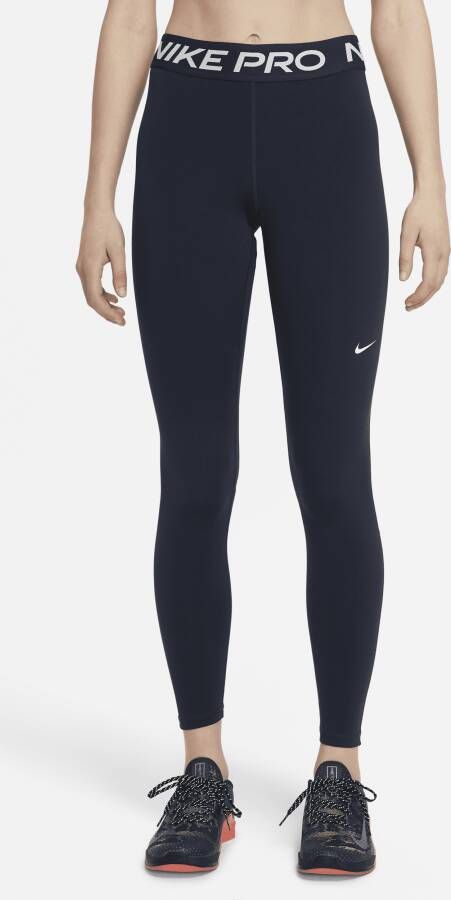 Nike Pro Legging met halfhoge taille en mesh vlakken voor dames Blauw
