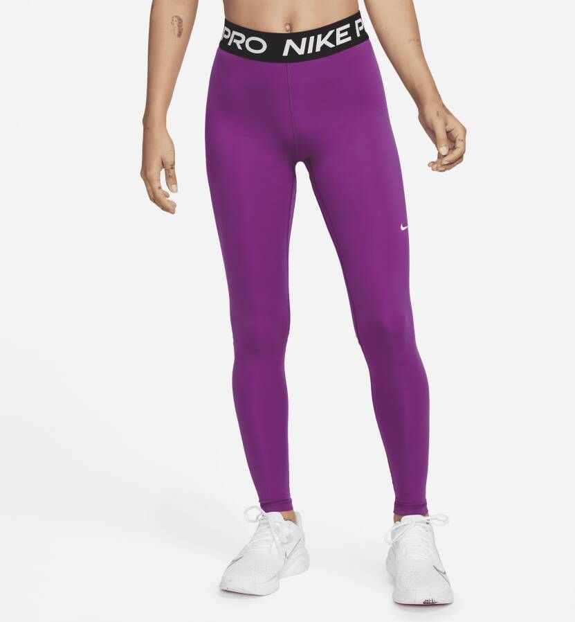 Nike Pro Legging met halfhoge taille en mesh vlakken voor dames Paars