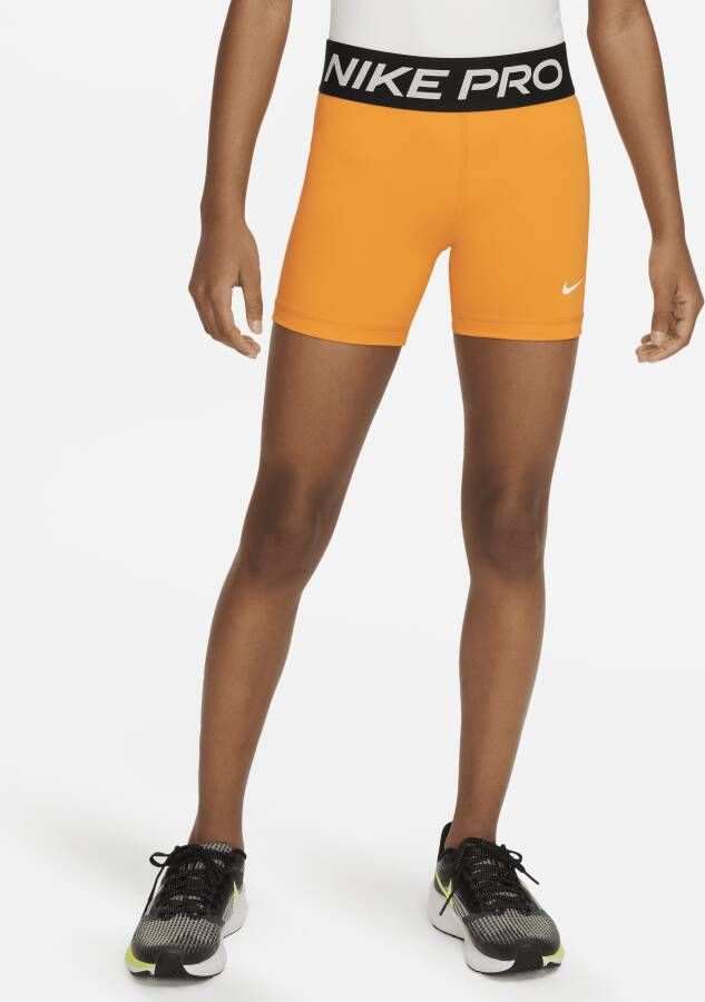 Nike Pro Meisjesshorts (8 cm) Oranje
