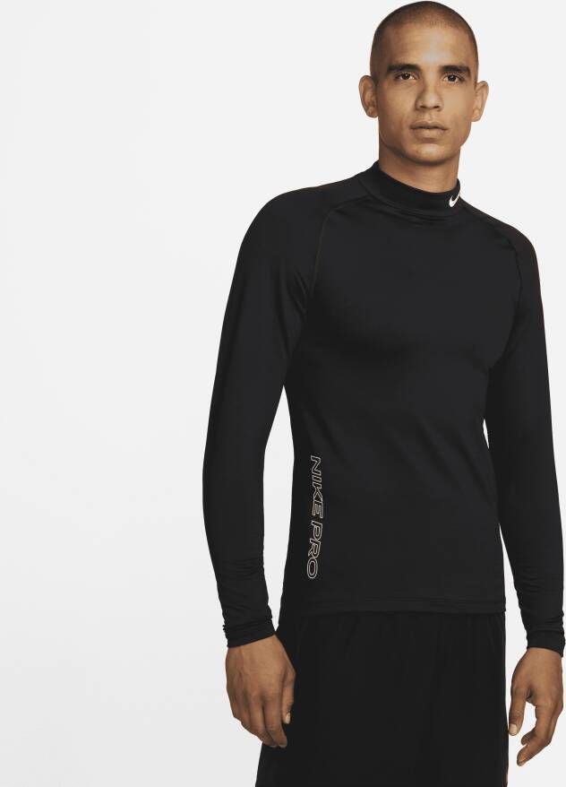 Nike Pro Warm Trainingstop met hoge hals en lange mouwen voor heren Zwart