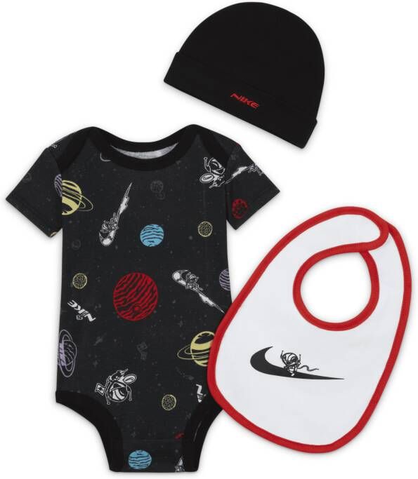 Nike 'Reach for the Stars' Driedelige rompertjesset voor baby's Zwart