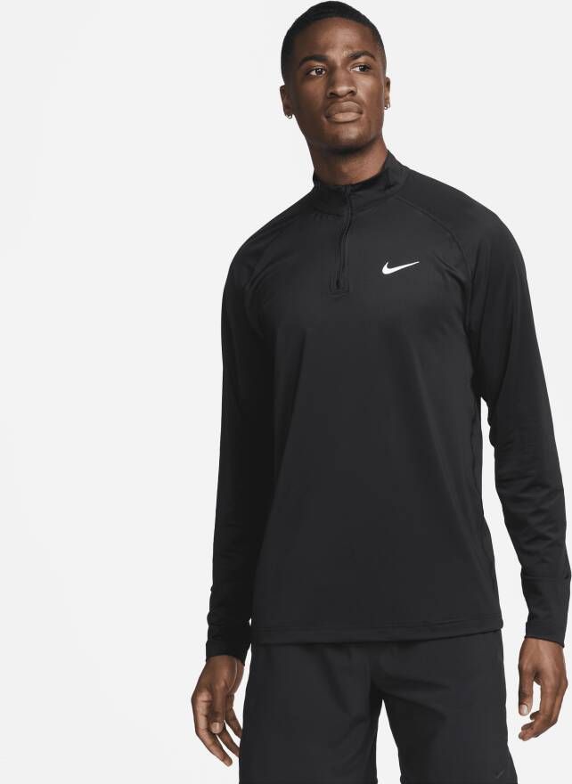 Nike Ready Dri-FIT fitnesstop met korte rits voor heren Zwart