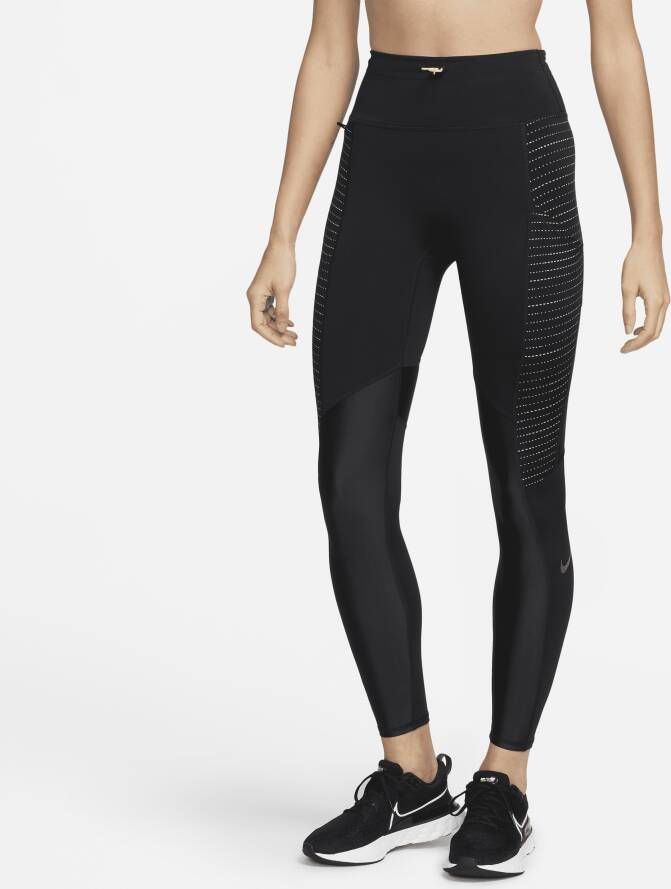 Nike Run Division Epic Luxe Hardlooplegging met halfhoge taille en zak voor dames Zwart