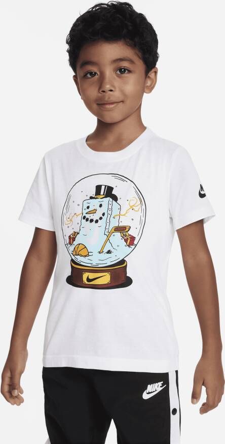 Nike Snow Globe Boxy Snowman Tee T-shirt voor kleuters Wit