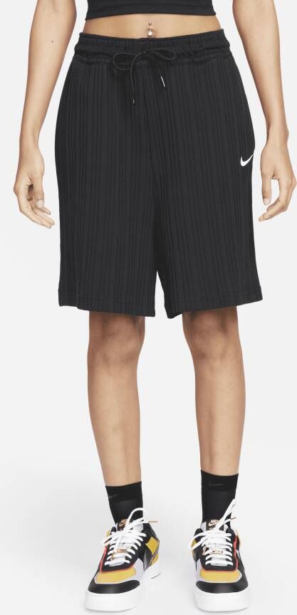 Nike Sportswear Baller shorts van geribbelde jersey voor dames Zwart