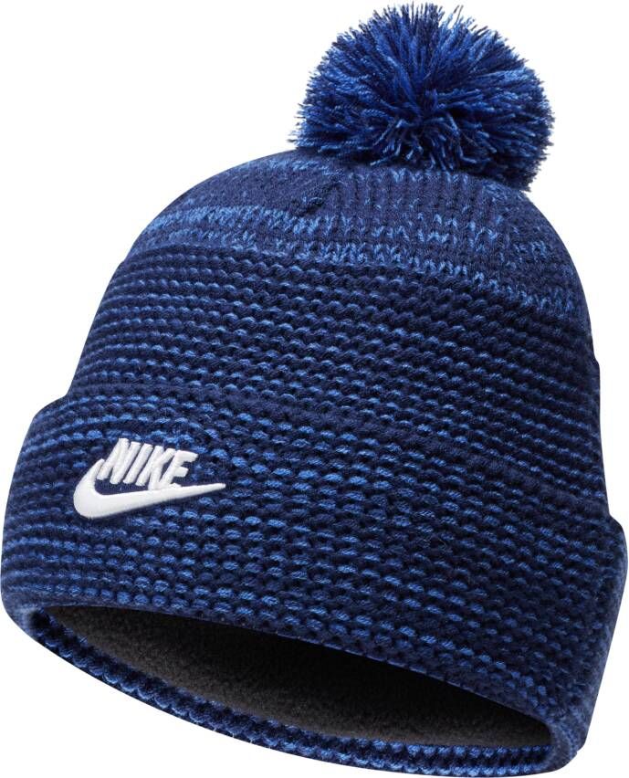 Nike Sportswear Beanie met omslag en pompon Blauw