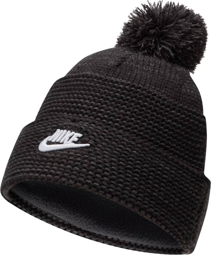 Nike Sportswear Beanie met omslag en pompon Zwart