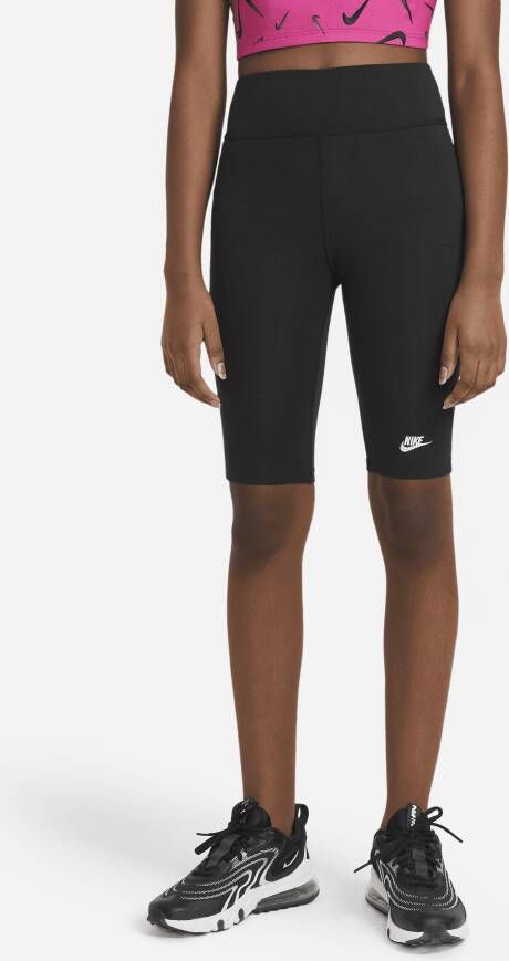 Nike Sportswear Bikeshorts met hoge taille voor meisjes (23 cm) Zwart