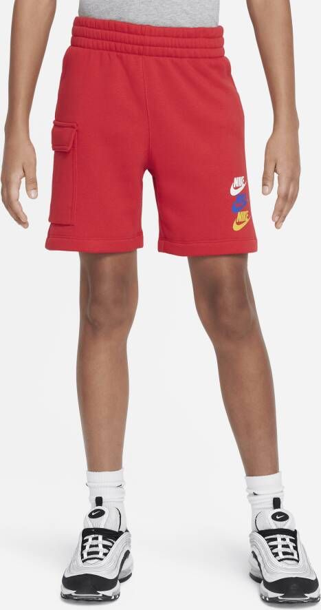 Nike Sportswear cargoshorts van fleece voor jongens Rood