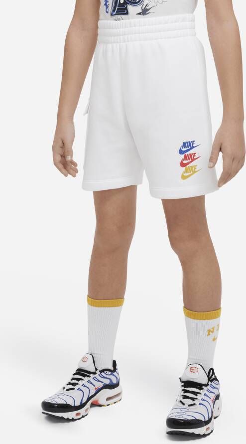 Nike Sportswear cargoshorts van fleece voor jongens Wit