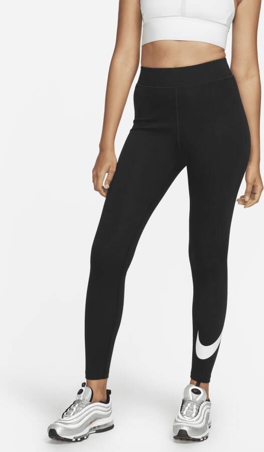 Nike Sportswear Classics legging met hoge taille en graphic voor dames Zwart