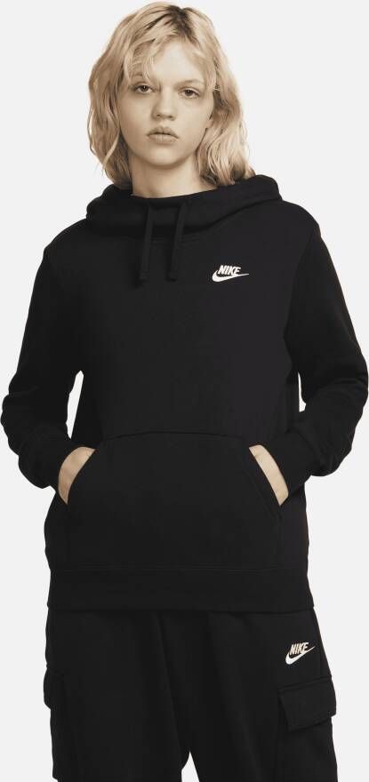 Nike Sportswear Club Fleece Dameshoodie met trechterhals Zwart