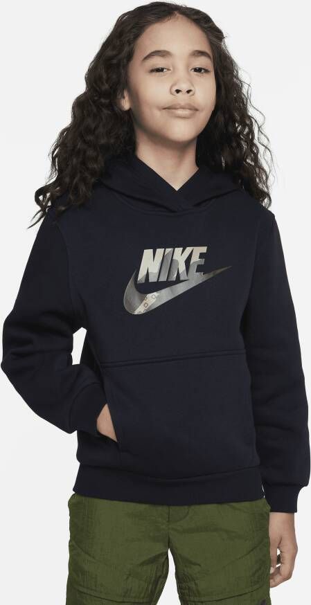 Nike Sportswear Club Fleece hoodie met graphic voor kids Zwart