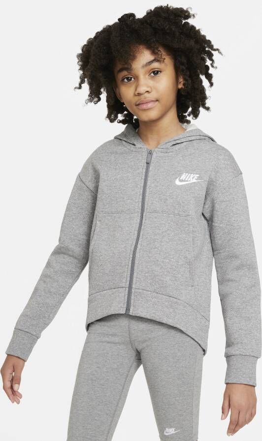 Nike Sportswear Club Fleece Hoodie met rits over de hele lengte voor meisjes Grijs