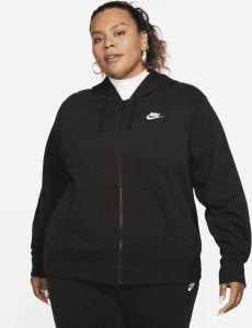 Nike Sportswear Club Fleece Hoodie met rits voor dames (Plus Size) Zwart