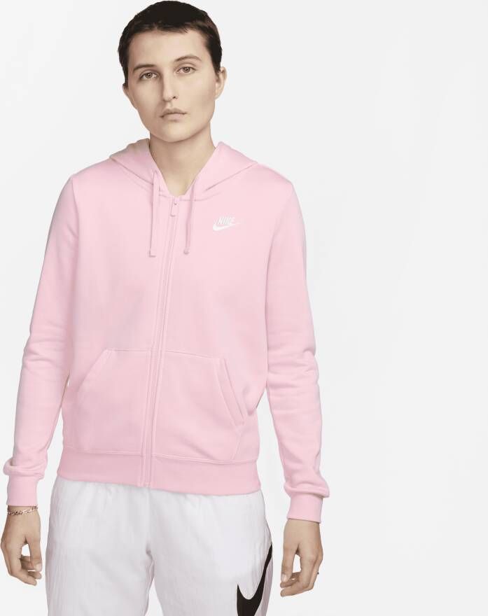 Nike Sportswear Club Fleece Hoodie met rits voor dames Roze