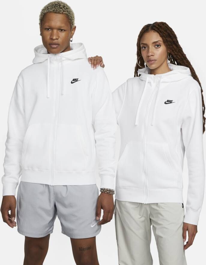 Nike Sportswear Club Fleece Hoodie met rits voor heren Wit