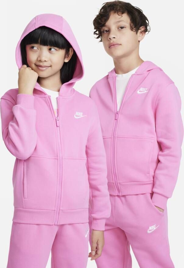 Nike Sportswear Club Fleece hoodie met rits voor kids Roze