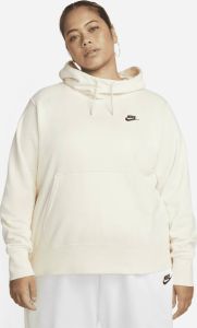Nike Sportswear Club Fleece Hoodie met trechterhals voor dames (Plus Size) Wit