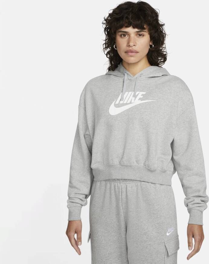 Nike Sportswear Club Fleece Korte oversized hoodie met graphic voor dames Grijs