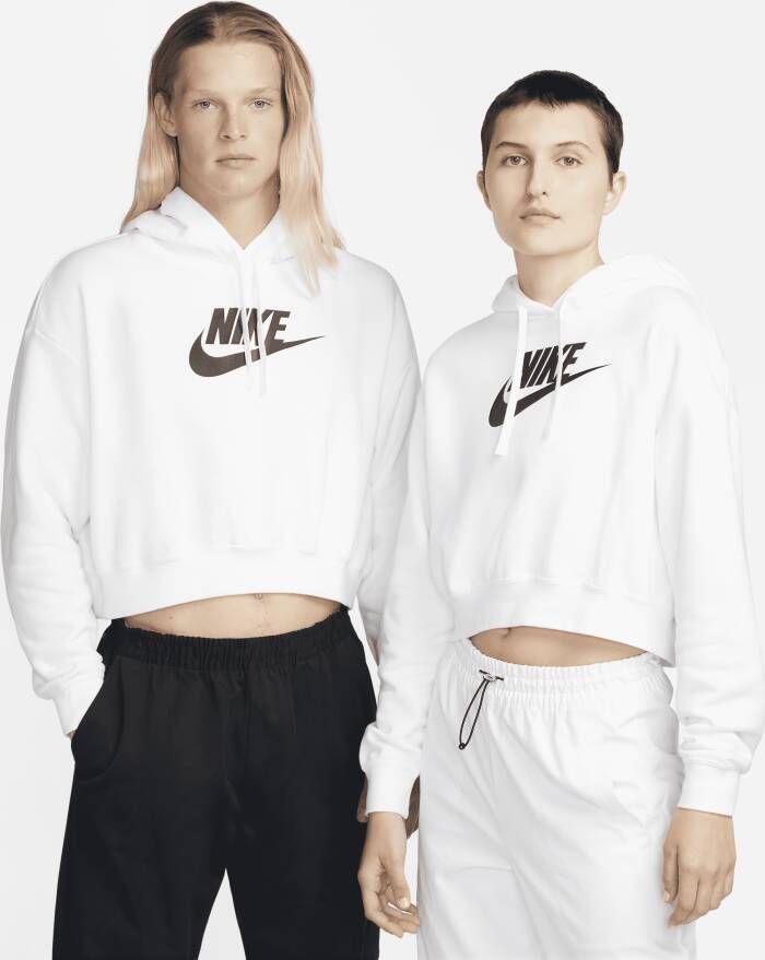 Nike Sportswear Club Fleece Korte oversized hoodie met graphic voor dames Wit
