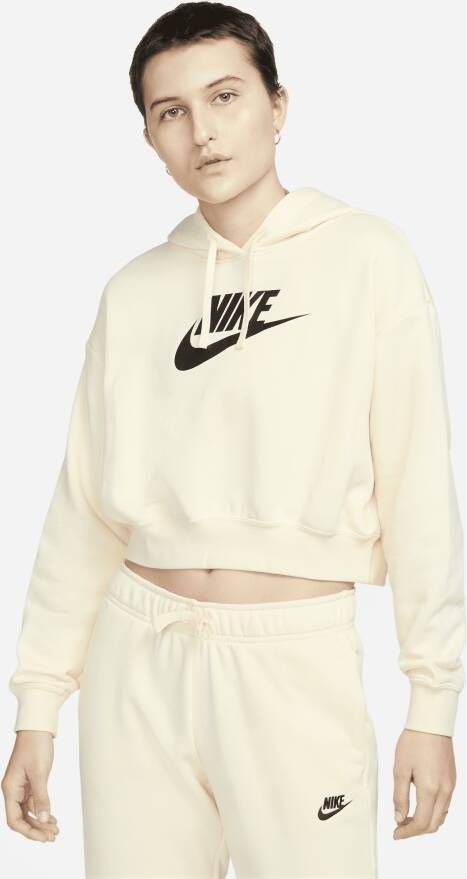 Nike Sportswear Club Fleece Korte oversized hoodie met graphic voor dames Wit
