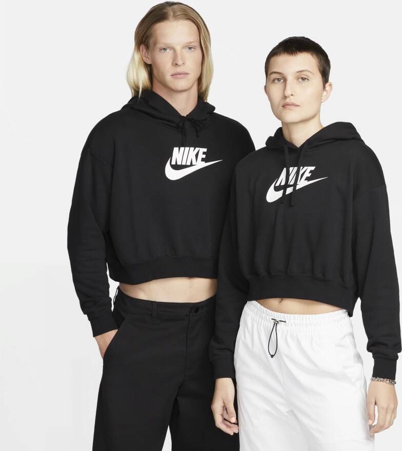Nike Sportswear Club Fleece Korte oversized hoodie met graphic voor dames Zwart