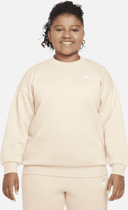 Nike Sportswear Club Fleece oversized sweatshirt voor meisjes (ruimere maten) Bruin