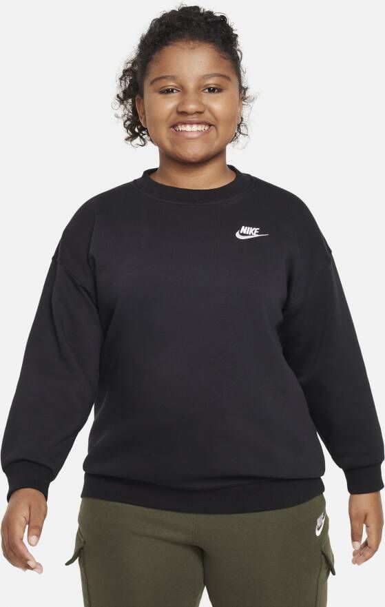 Nike Sportswear Club Fleece oversized sweatshirt voor meisjes (ruimere maten) Zwart