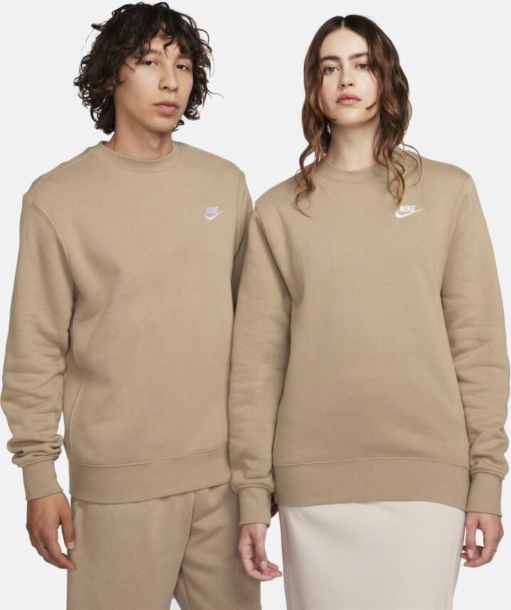 Nike Khaki Wit Crewneck Sweatshirt Lange Mouwen Beige Heren
