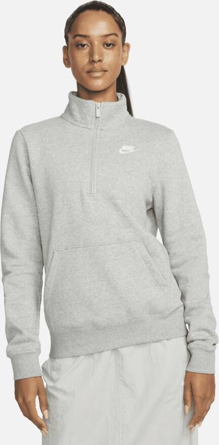 Nike Sportswear Club Fleece Sweatshirt met halflange rits voor dames Grijs
