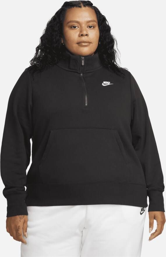 Nike Sportswear Club Fleece Sweatshirt met halflange rits voor dames (Plus Size) Zwart