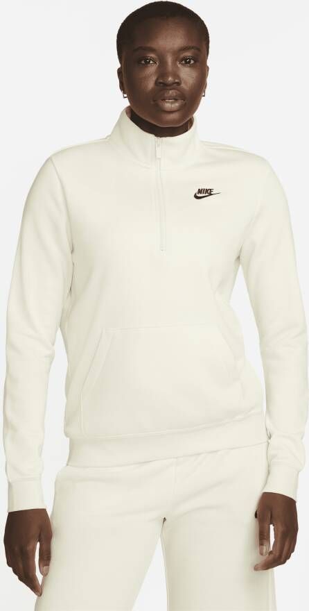 Nike Sportswear Club Fleece Sweatshirt met halflange rits voor dames Wit