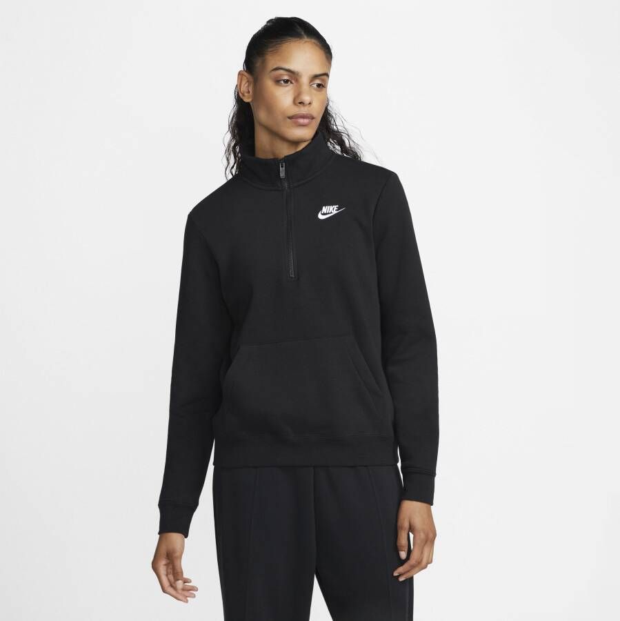 Nike Sportswear Club Fleece Sweatshirt met halflange rits voor dames Zwart