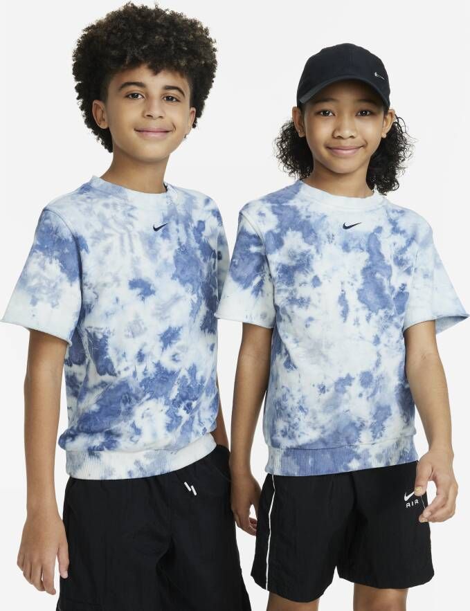 Nike Sportswear Club Fleece sweatshirt met korte mouwen van sweatstof voor kids Blauw