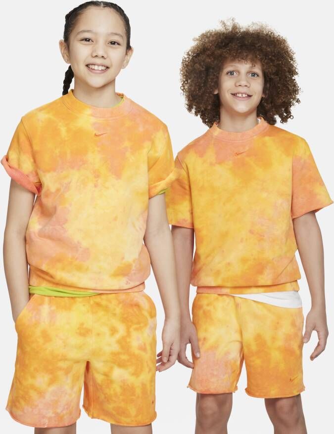 Nike Sportswear Club Fleece sweatshirt met korte mouwen van sweatstof voor kids Oranje