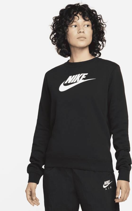 Nike Sportswear Club Fleece Sweatshirt met logo en ronde hals voor dames Zwart