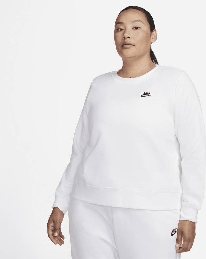 Nike Sportswear Club Fleece Sweatshirt met ronde hals voor dames (Plus Size) Wit
