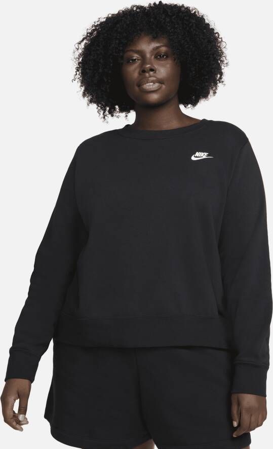 Nike Sportswear Club Fleece Sweatshirt met ronde hals voor dames (Plus Size) Zwart