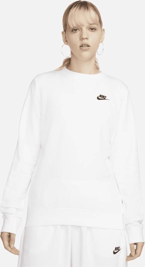 Nike Sportswear Club Fleece Sweatshirt met ronde hals voor dames Wit