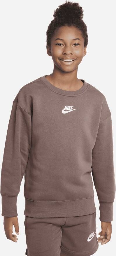 Nike Sportswear Club Fleece Sweatshirt met ronde hals voor meisjes Bruin