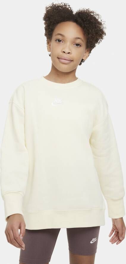 Nike Sportswear Club Fleece Sweatshirt met ronde hals voor meisjes Wit