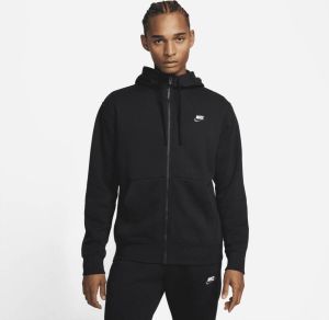 Nike Sportswear Club Fleecehoodie met rits over de hele lengte voor heren Zwart