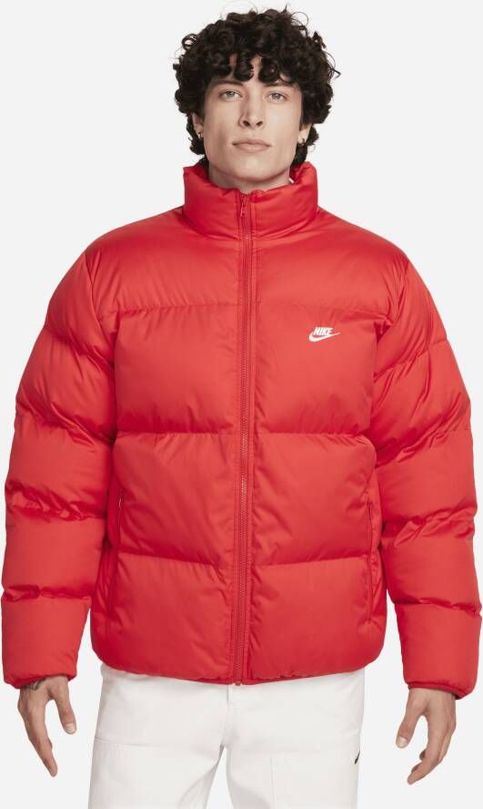 Nike Rood Witte Pufferjas met hoge kraag Red Heren